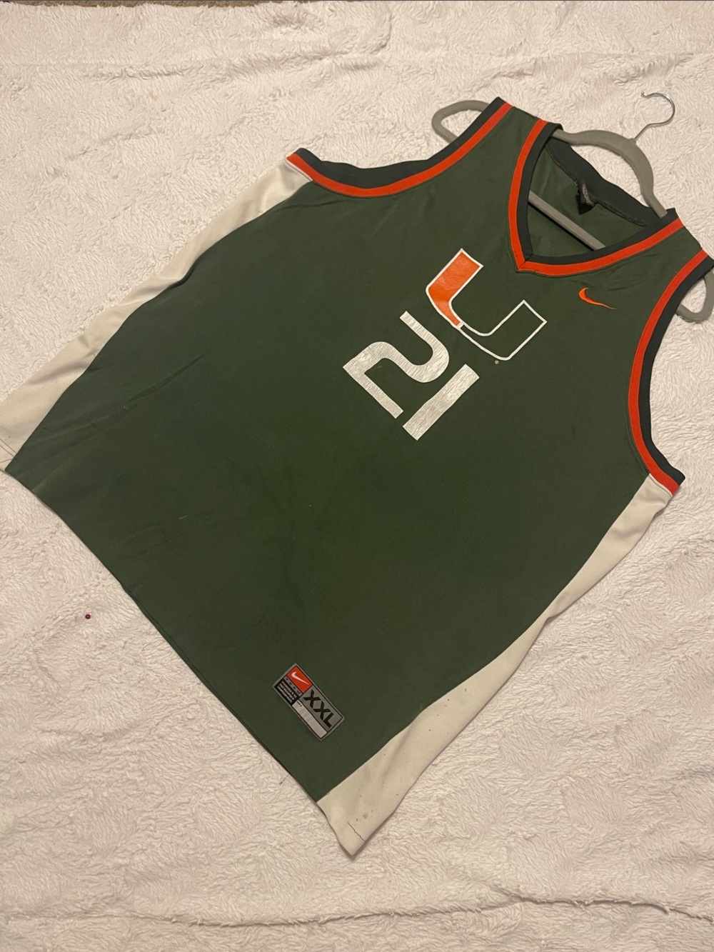 Nike Green and Orange Miami Basketball Jersey